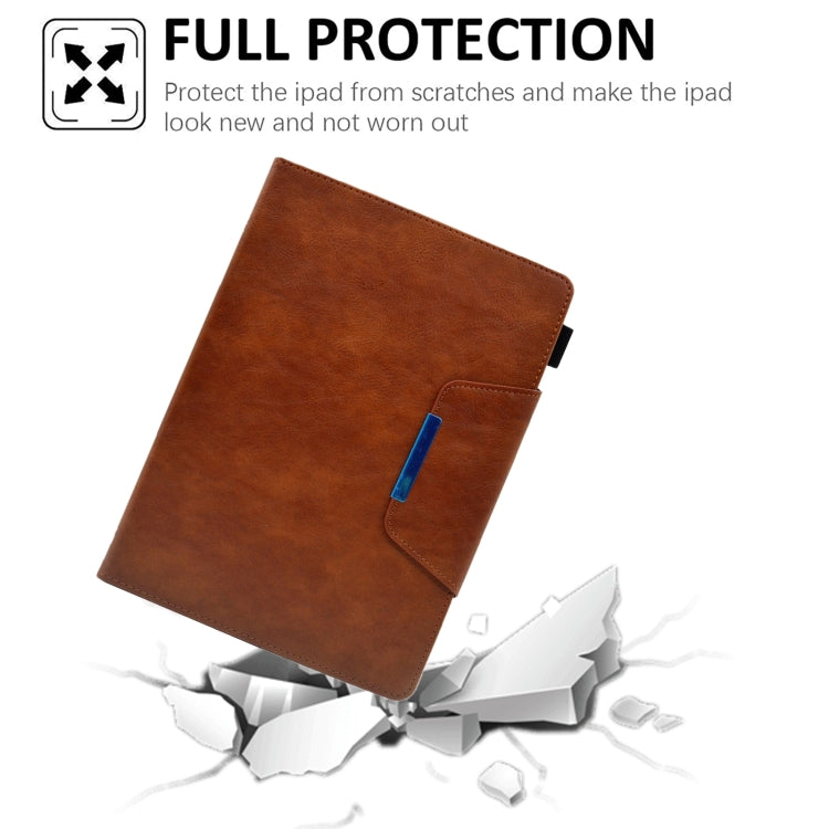 For iPad Pro 11 2025 / 2024 Suede Cross Texture Magnetic Clasp Leather Smart Tablet Case(Brown) by buy2fix