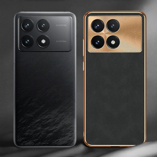 For Xiaomi Redmi K70 Electroplating Lambskin Leather Phone Case(Green) by buy2fix