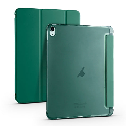 For iPad Air 11 2025 / 2024 3-fold TPU Leather Smart Tablet Case with Pen Slot(Pine Green) by buy2fix