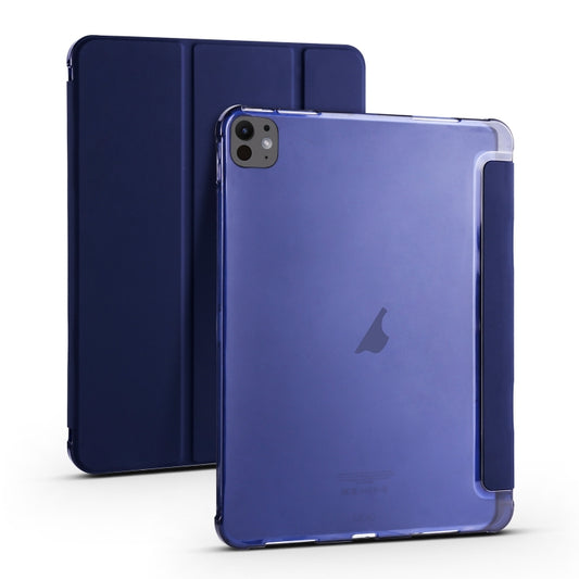 For iPad Pro 11 2025 / 2024 3-fold TPU Leather Smart Tablet Case with Pen Slot(Dark Blue) by buy2fix