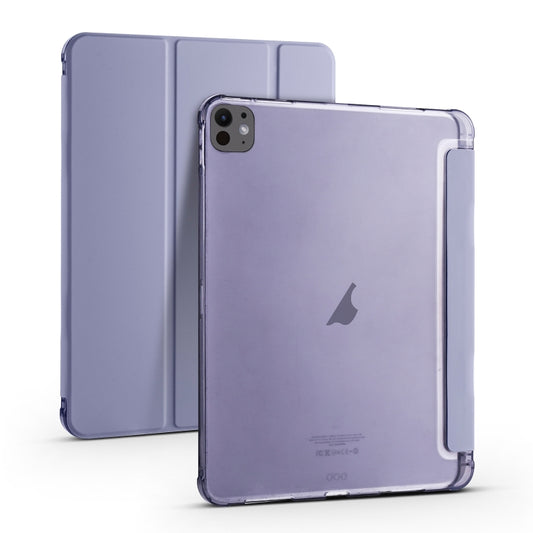 For iPad Pro 13 2025 / 2024 3-fold TPU Leather Smart Tablet Case with Pen Slot(Lavender Purple) by buy2fix