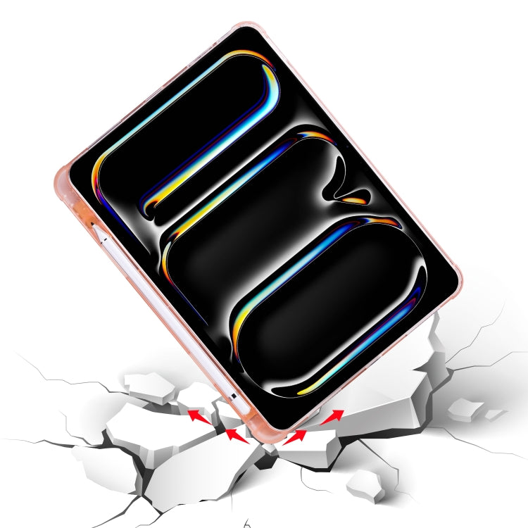 For iPad Pro 13 2025 / 2024 Multi-folding TPU Leather Smart Tablet Case with Pen Slot(Pink) by buy2fix