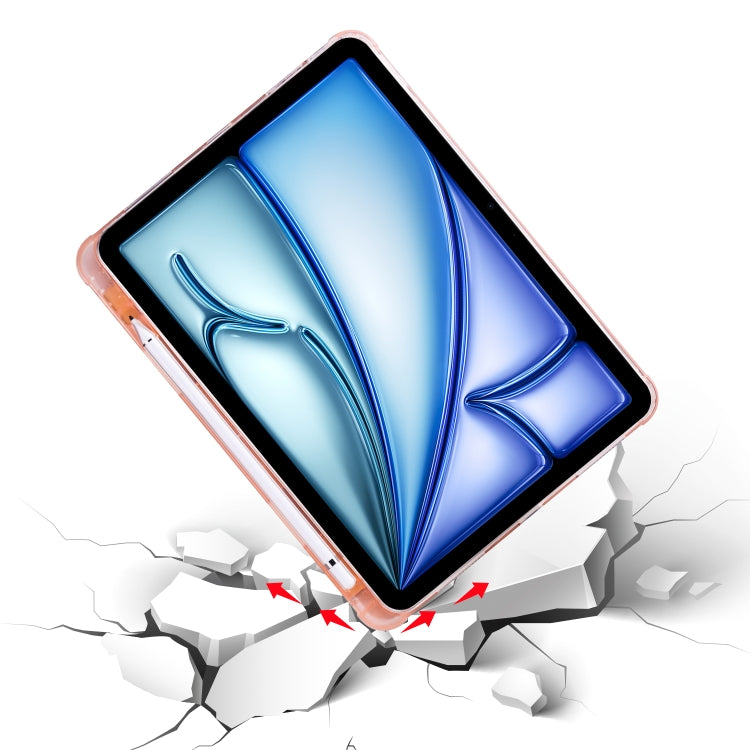 For iPad Air 11 2025 / 2024 Multi-folding TPU Leather Smart Tablet Case with Pen Slot(Pink) by buy2fix