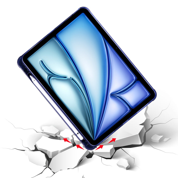 For iPad Air 11 2025 / 2024 Multi-folding TPU Leather Smart Tablet Case with Pen Slot(Dark Blue) by buy2fix