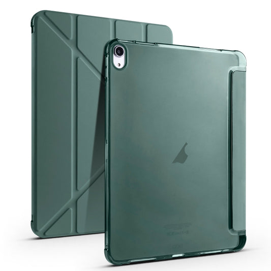 For iPad Air 11 2025 / 2024 Multi-folding TPU Leather Smart Tablet Case with Pen Slot(Pine Green) by buy2fix