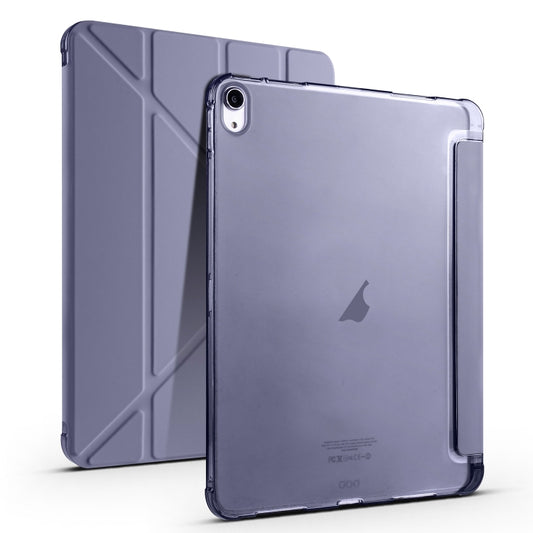 For iPad Air 11 2025 / 2024 Multi-folding TPU Leather Smart Tablet Case with Pen Slot(Lavender Purple) by buy2fix