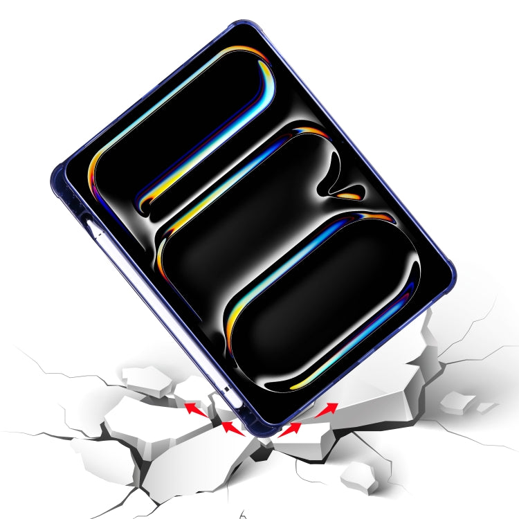 For iPad Pro 11 2025 / 2024 Multi-folding TPU Leather Smart Tablet Case with Pen Slot(Dark Blue) by buy2fix