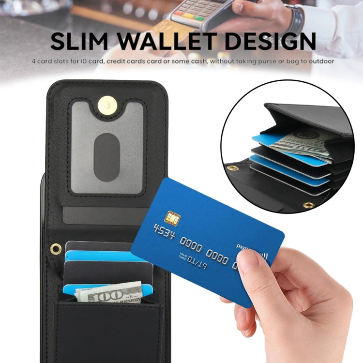 For iPhone 13 YM015 Crossbody Rhombic Card Bag RFID Phone Case(Black) - iPhone 13 Cases by buy2fix | Online Shopping UK | buy2fix