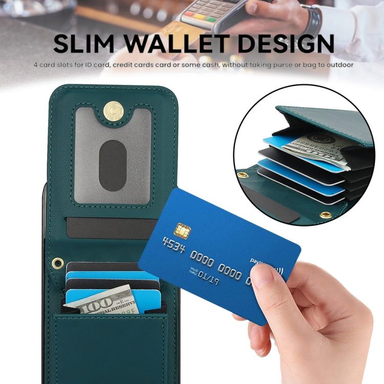 For iPhone 13 Pro Max YM015 Crossbody Rhombic Card Bag RFID Phone Case(Green) - iPhone 13 Pro Max Cases by buy2fix | Online Shopping UK | buy2fix