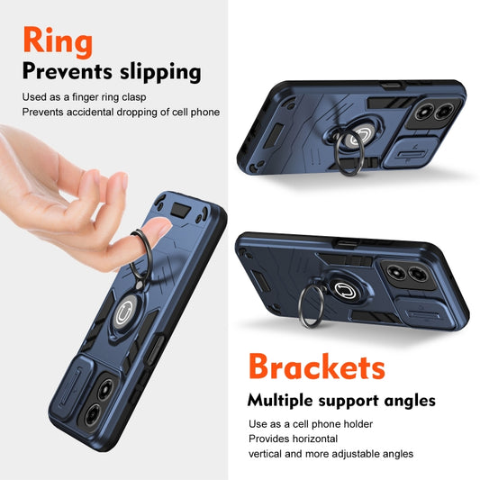 For Motorola Moto G04 / G24 Camshield Ring Holder Phone Case(Royal Blue) by buy2fix
