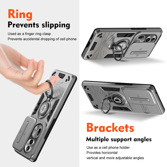 For OPPO Reno11 Pro Global Camshield Ring Holder Phone Case(Grey) by buy2fix