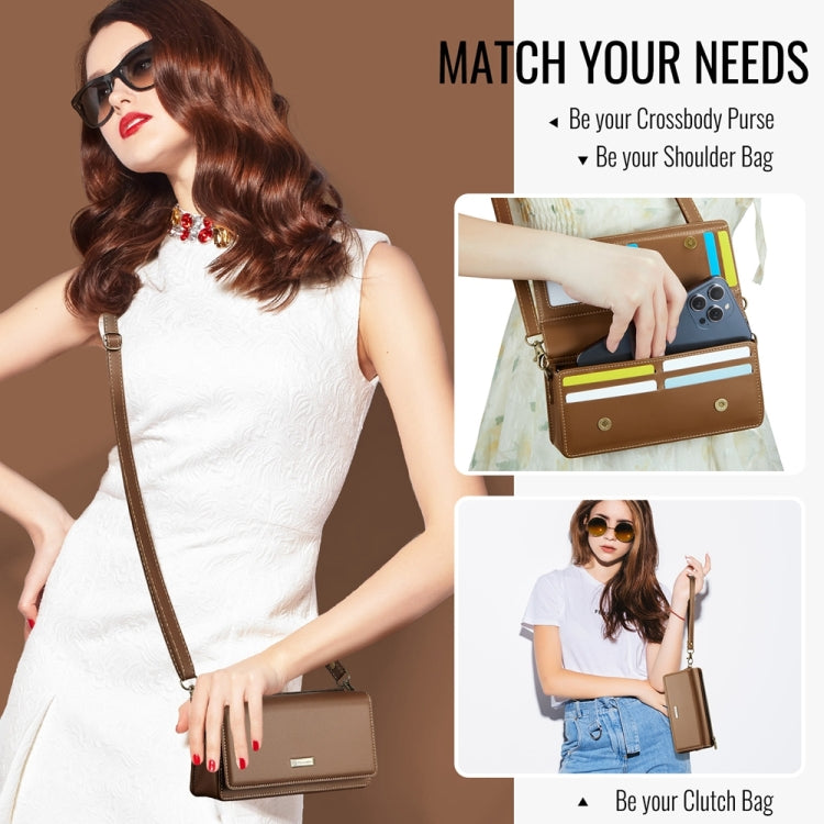 CaseMe ME30 Max Multifunctional Large-Capacity Shoulder Crossbody Phone Bag(Brown) by CaseMe