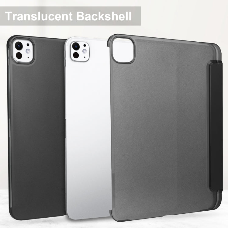 For iPad Pro 11 2025 / 2024 3-fold Semi-transparent Frosted Smart Leather Tablet Case(Black) by buy2fix