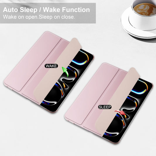 For iPad Pro 11 2025 / 2024 3-fold Semi-transparent Frosted Smart Leather Tablet Case(Rose Gold) by buy2fix