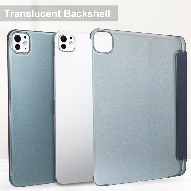 For iPad Pro 13 2025 / 2024 3-fold Semi-transparent Frosted Smart Leather Tablet Case(Dark Blue) by buy2fix