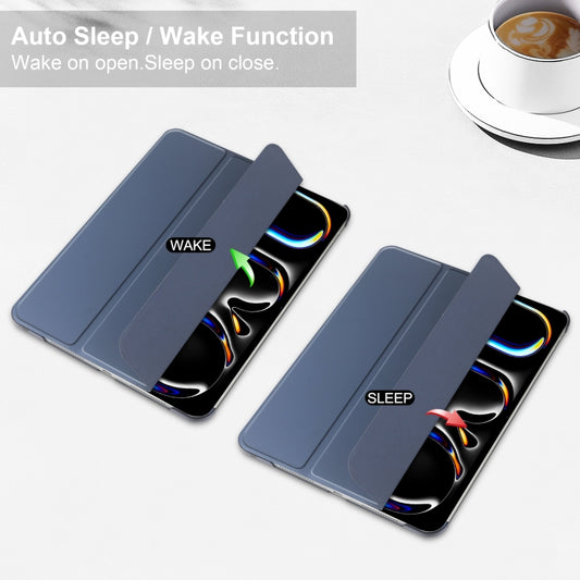 For iPad Pro 13 2025 / 2024 3-fold Semi-transparent Frosted Smart Leather Tablet Case(Lavender Purple) by buy2fix