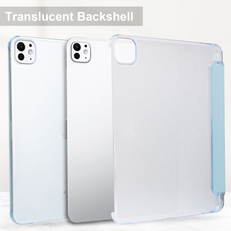 For iPad Pro 13 2025 / 2024 3-fold Semi-transparent Frosted Smart Leather Tablet Case(Sky Blue) by buy2fix