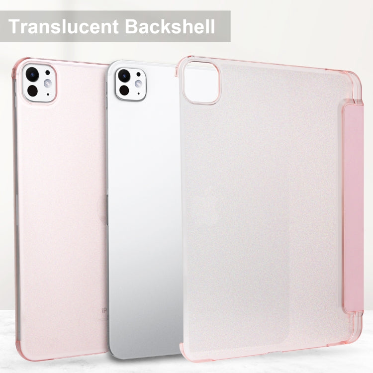 For iPad Pro 13 2025 / 2024 3-fold Semi-transparent Frosted Smart Leather Tablet Case(Rose Gold) by buy2fix