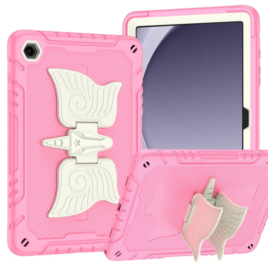 For Samsung Galaxy A9+ Kickstand PC Hybrid Silicone Tablet Case(Beige Pink) - Galaxy Tab A9+ by buy2fix | Online Shopping UK | buy2fix