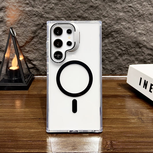 For Samsung Galaxy S24+ 5G J2 High Transparent MagSafe Magnetic Frame Holder Phone Case(Black) by buy2fix