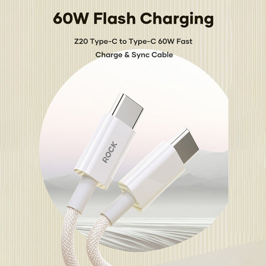 ROCK Z20 60W USB-C / Type-C to USB-C / Type-C Fast Charging Data Cable, Length:1m(Grey White) - USB-C & Type-C Cable by ROCK | Online Shopping UK | buy2fix