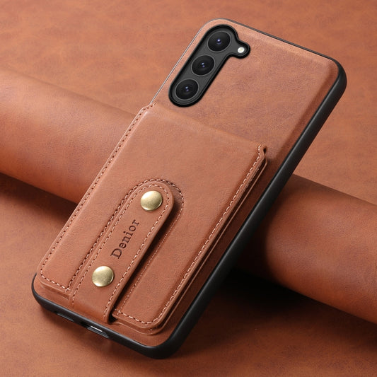 For Samsung Galaxy S23 5G Denior D14 NK Retro Pattern MagSafe Magnetic Card Holder Leather Phone Case(Brown) by Denior
