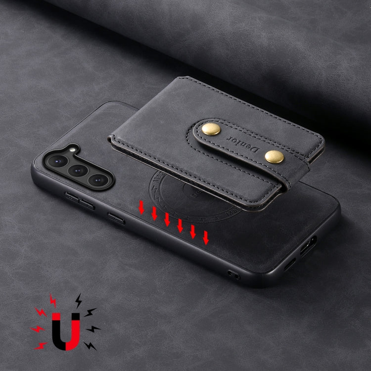 For Samsung Galaxy S23 5G Denior D14 NK Retro Pattern MagSafe Magnetic Card Holder Leather Phone Case(Black) by Denior