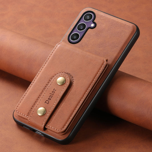 For Samsung Galaxy S23 FE 5G Denior D14 NK Retro Pattern MagSafe Magnetic Card Holder Leather Phone Case(Brown) by Denior