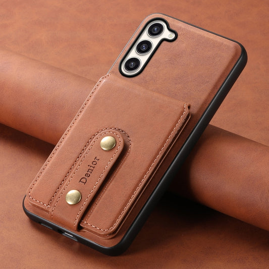 For Samsung Galaxy S23+ 5G Denior D14 NK Retro Pattern MagSafe Magnetic Card Holder Leather Phone Case(Brown) by Denior