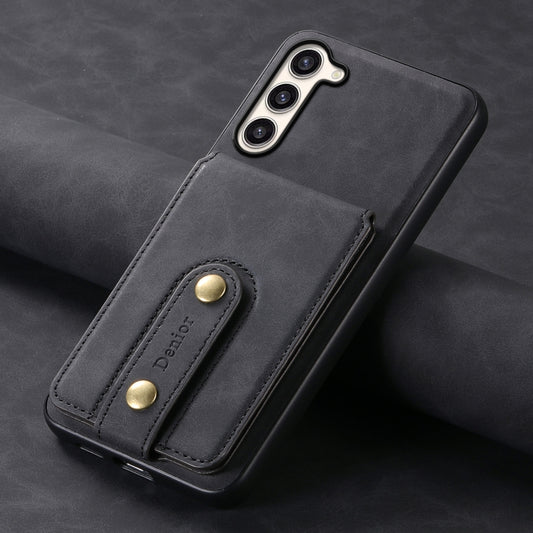 For Samsung Galaxy S23+ 5G Denior D14 NK Retro Pattern MagSafe Magnetic Card Holder Leather Phone Case(Black) by Denior