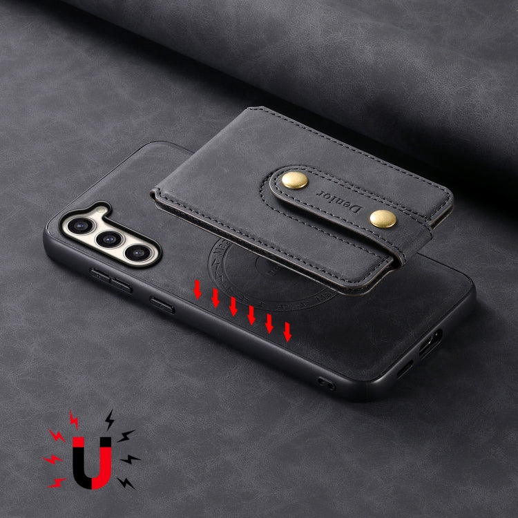 For Samsung Galaxy S23+ 5G Denior D14 NK Retro Pattern MagSafe Magnetic Card Holder Leather Phone Case(Black) by Denior