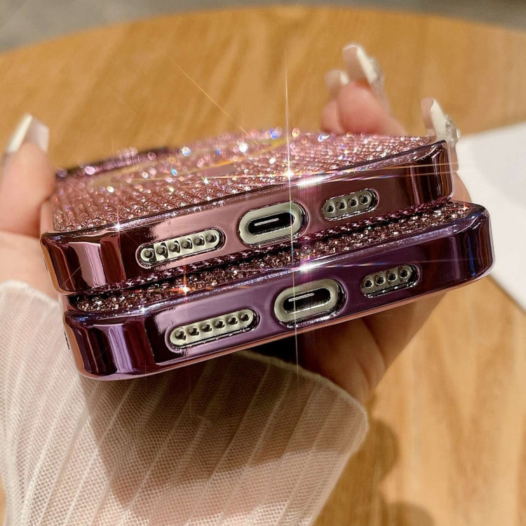 For iPhone 15 Pro Max Diamonds Plated Magsafe Phone Case(Purple) by buy2fix