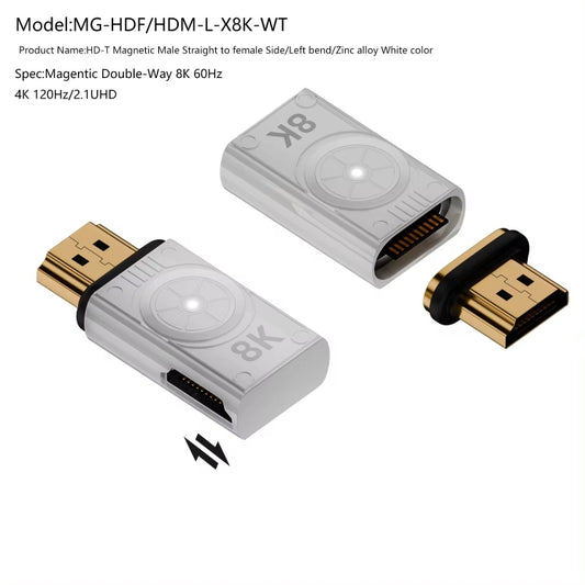 8K 60Hz HDTV to HDTV Side Bend Magnetic Converter(Sliver Left Bend) by buy2fix