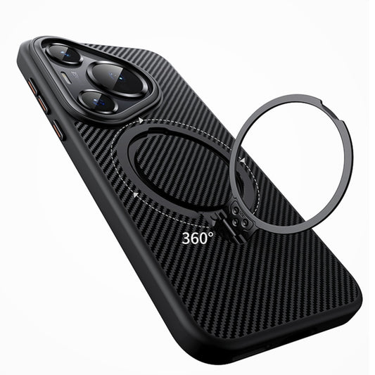 For Huawei Pura 70 Double Ring MagSafe Holder Carbon Fibre Phone Case(Silver) by buy2fix
