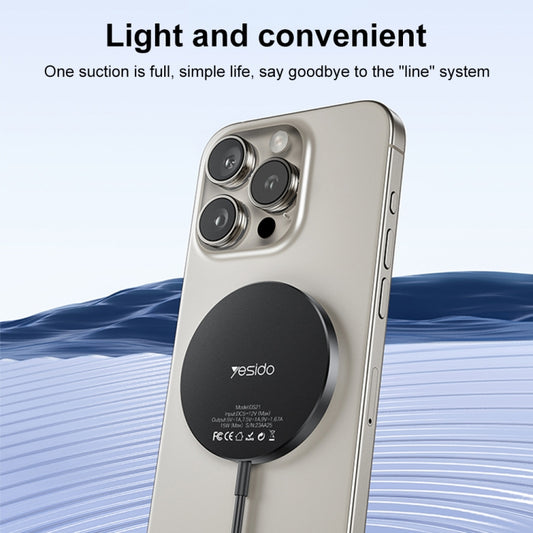 Yesido DS21 15W Detachable Magnetic Wireless Charger(Black) by Yesido