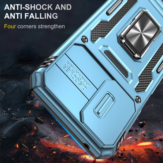 For Motorola Moto G Power 2024 Armor PC + TPU Camera Shield Phone Case(Light Blue) by buy2fix