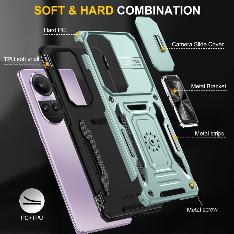 For OPPO Reno10 Global Armor PC + TPU Camera Shield Phone Case(Alpine Green) by buy2fix
