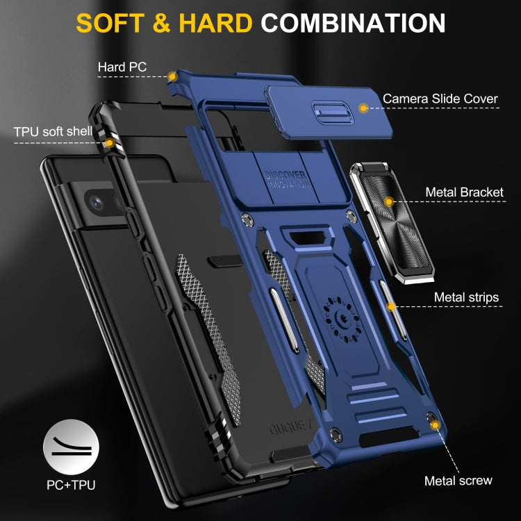 For Google Pixel 9 Pro XL 6.8 Armor PC + TPU Camera Shield Phone Case(Navy Blue) by buy2fix