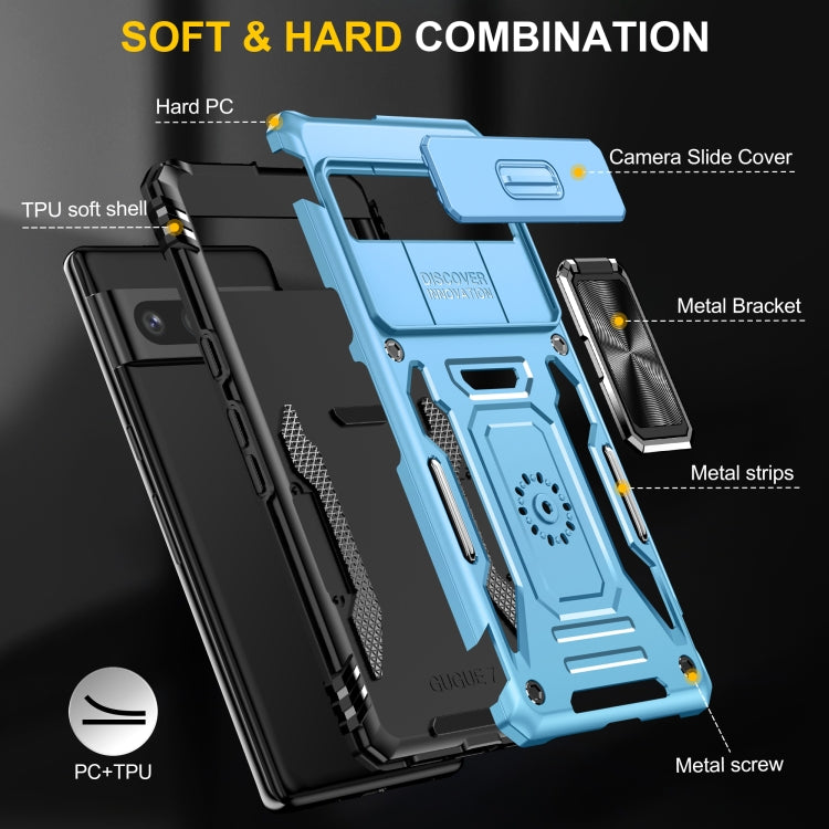 For Google Pixel 9 Pro XL 6.8 Armor PC + TPU Camera Shield Phone Case(Light Blue) by buy2fix