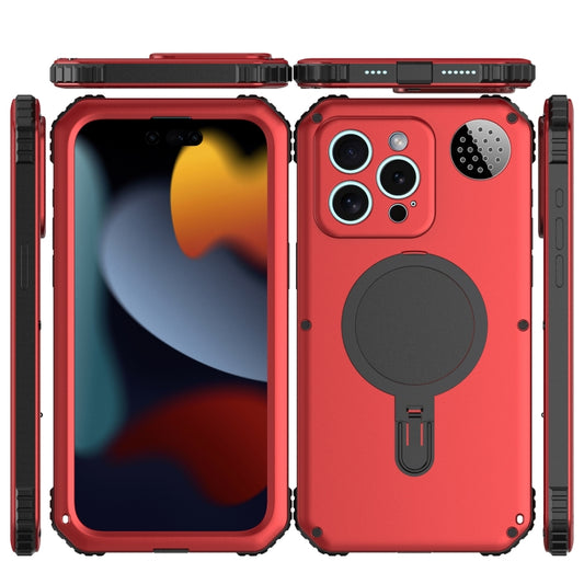 For iPhone 15 Pro Max Aromatherapy MagSafe Holder Life Waterproof Rugged Phone Case(Red) - iPhone 15 Pro Max Cases by buy2fix | Online Shopping UK | buy2fix