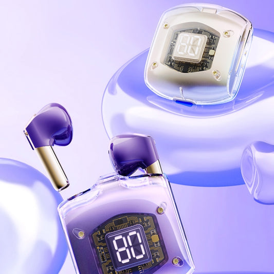 ROCK RAU0766 Bubble Transparent TWS Wireless Bluetooth Earphone with Lanyard(Purple) by ROCK