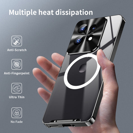 For Motorola Edge 50 Pro Frosted Metal MagSafe Magnetic Phone Case(Black) by buy2fix