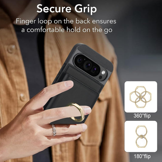 For Google Pixel 9 Pro XL RFID Anti-theft Card Ring Holder Phone Case(Black) by buy2fix