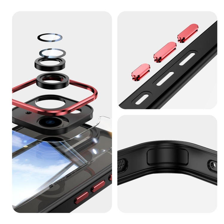 For iPhone 14 Acrylic Hybrid TPU Armor Shockproof Phone Case(Black Red) by buy2fix