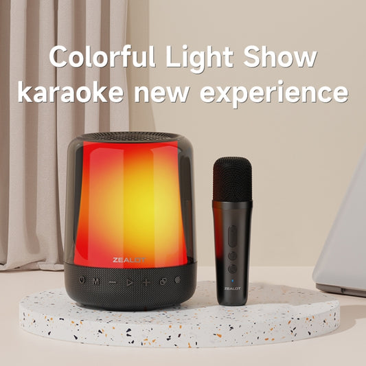 Zealot S66M RGB Rhythmic Light Karaoke Wireless Speaker, Style:Single Mic(Black) by ZEALOT