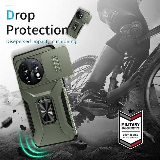 For OnePlus 11 5G Sliding Camshield Holder Phone Case(Alpine Green) by buy2fix