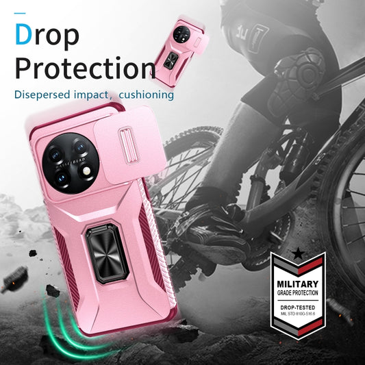 For OnePlus 11 5G Sliding Camshield Holder Phone Case(Pink + Rose Red) by buy2fix