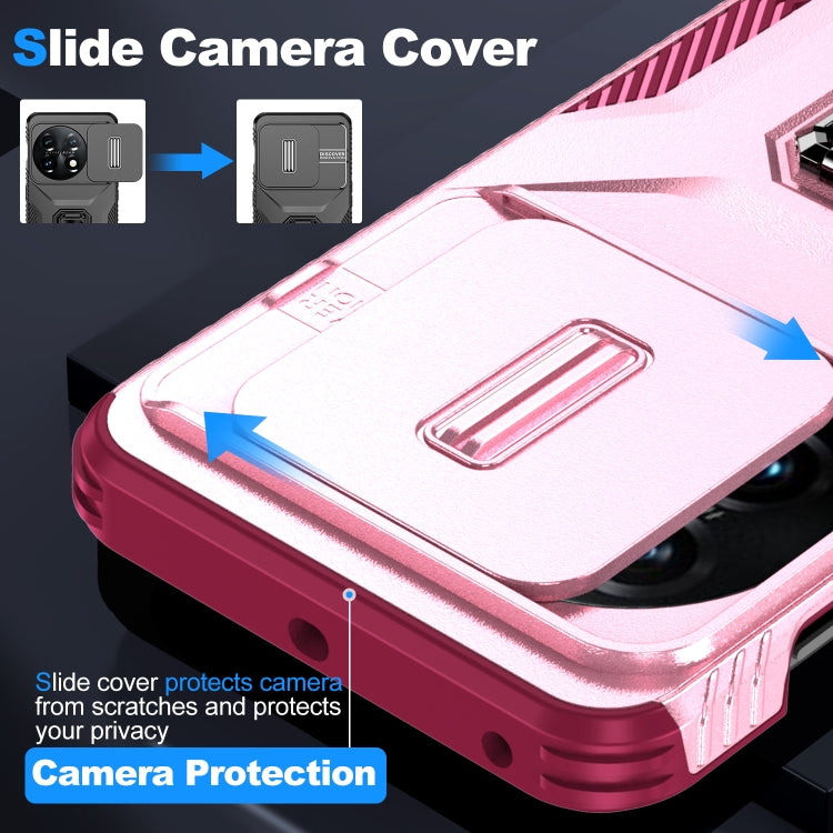 For OnePlus 11 5G Sliding Camshield Holder Phone Case(Pink + Rose Red) by buy2fix