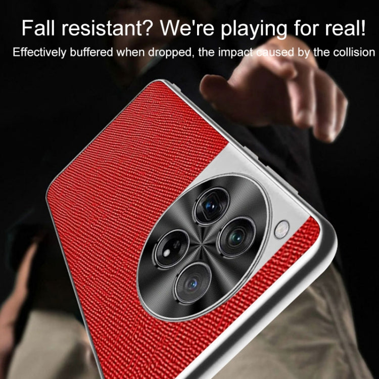 For OnePlus 12 Silver Edge Cross Texture PU Leather Phone Case(Black) by buy2fix