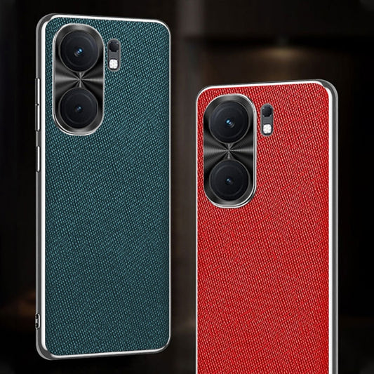 For vivo iQOO 12 Silver Edge Cross Texture PU Leather Phone Case(Dark Green) by buy2fix